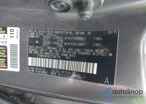 2015 Toyota Sienna Le 8 Passenger from USA, damaged, VIN 5TDKK3DC6FS596178